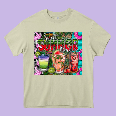 Summer Time Heavy Core Tee Designed By Cowhidedigitalart