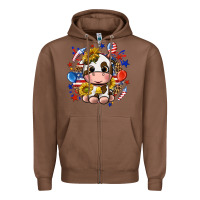 Chestnut cute cow fourth of july Zipper Hoodie - texasbilliewilder