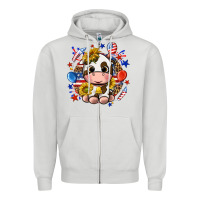 Dove Grey cute cow fourth of july Zipper Hoodie - texasbilliewilder