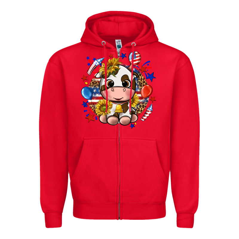Cute Cow Fourth Of July Zipper Hoodie by texasbilliewilder | Teevron