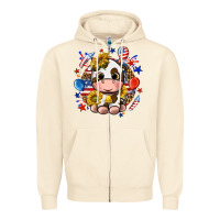 Sandshell cute cow fourth of july Zipper Hoodie - texasbilliewilder