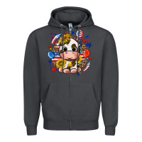 Smoke cute cow fourth of july Zipper Hoodie - texasbilliewilder