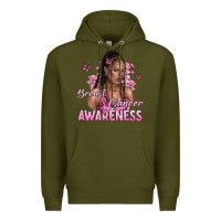 Army Green breast cancer awareness afro woman Premium Hoodie - NancyCooperArtShop