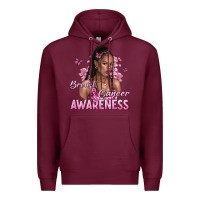Burgundy breast cancer awareness afro woman Premium Hoodie - NancyCooperArtShop