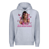 Heather Grey breast cancer awareness afro woman Premium Hoodie - NancyCooperArtShop