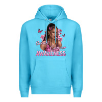 Ocean Blue breast cancer awareness afro woman Premium Hoodie - NancyCooperArtShop