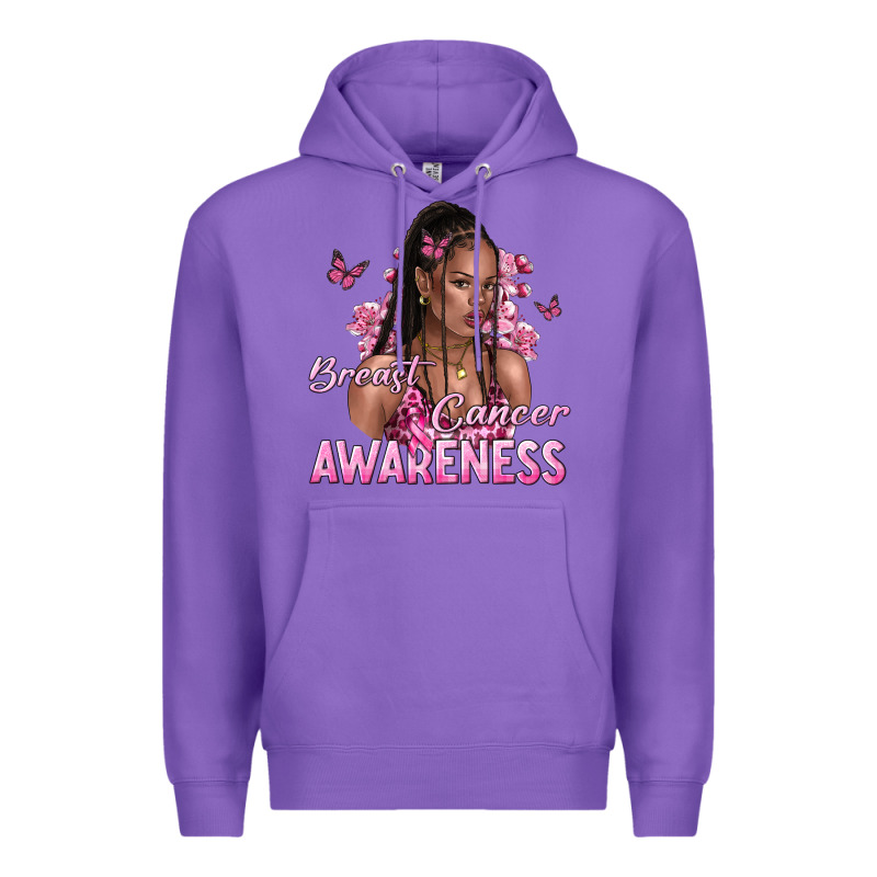 Breast Cancer Awareness Afro Woman Premium Hoodie by NancyCooperArtShop | Teevron