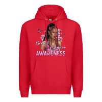 Red breast cancer awareness afro woman Premium Hoodie - NancyCooperArtShop