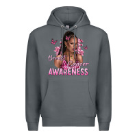 Rock breast cancer awareness afro woman Premium Hoodie - NancyCooperArtShop