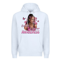 White breast cancer awareness afro woman Premium Hoodie - NancyCooperArtShop