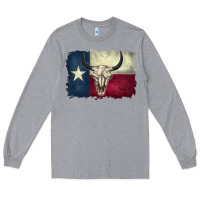 Heather Grey distressed tesas flag Long Sleeve Tee - BarkalooDesign