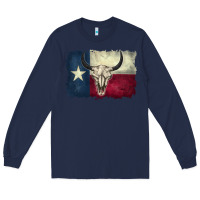 Navy distressed tesas flag Long Sleeve Tee - BarkalooDesign