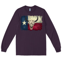 Plum distressed tesas flag Long Sleeve Tee - BarkalooDesign