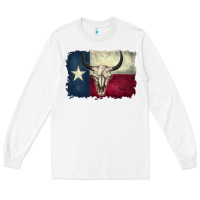 White distressed tesas flag Long Sleeve Tee - BarkalooDesign