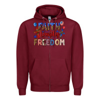 Burgundy faith family freedom Zipper Hoodie - texasbilliewilder