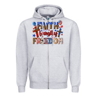 Heather Grey faith family freedom Zipper Hoodie - texasbilliewilder