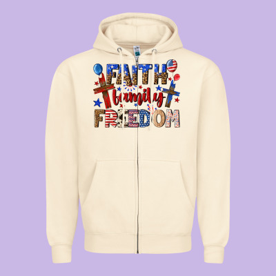 Zipper Hoodie faith family freedom