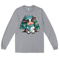 Heather Grey winter i'm udderly freezing baby cow Long Sleeve Tee - MaliasSmallBusiness