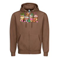 Chestnut pink gingerbread coffee cups Zipper Hoodie - Zillion Design Studio