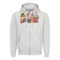 Dove Grey pink gingerbread coffee cups Zipper Hoodie - Zillion Design Studio
