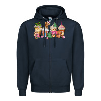 Navy pink gingerbread coffee cups Zipper Hoodie - Zillion Design Studio