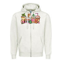 Oatmeal Heather pink gingerbread coffee cups Zipper Hoodie - Zillion Design Studio
