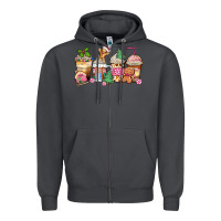 Smoke pink gingerbread coffee cups Zipper Hoodie - Zillion Design Studio