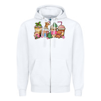 White pink gingerbread coffee cups Zipper Hoodie - Zillion Design Studio