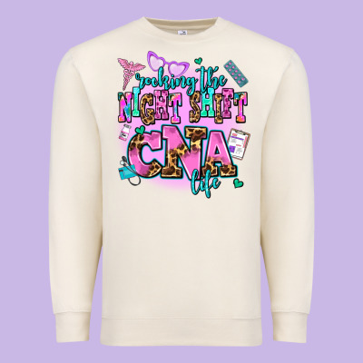Rocking The Night Shift Cna Life Premium Sweatshirt Designed By Adodesignshop