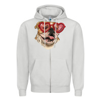Dove Grey english bulldog with love glass Zipper Hoodie - RanaPortraitStore