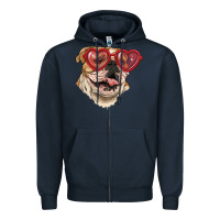 Navy english bulldog with love glass Zipper Hoodie - RanaPortraitStore
