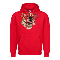 Red english bulldog with love glass Zipper Hoodie - RanaPortraitStore