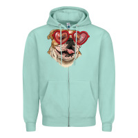 Seafoam english bulldog with love glass Zipper Hoodie - RanaPortraitStore