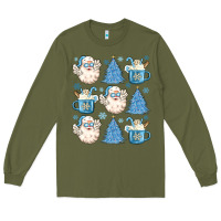 Army Green santa claus doodles christmas Long Sleeve Tee - MaliasSmallBusiness