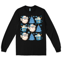 Black santa claus doodles christmas Long Sleeve Tee - MaliasSmallBusiness