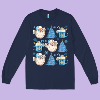 Long Sleeve Tee santa claus doodles christmas