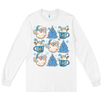 White santa claus doodles christmas Long Sleeve Tee - MaliasSmallBusiness