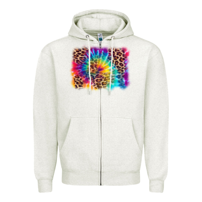 Leopard Tie Dye Background Zipper Hoodie by Zillion Design Studio | Teevron