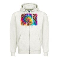 Oatmeal Heather leopard tie dye background Zipper Hoodie - Zillion Design Studio