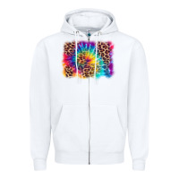 White leopard tie dye background Zipper Hoodie - Zillion Design Studio
