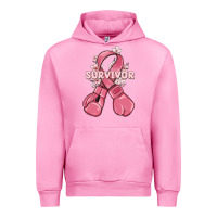 Fuchsia Pink survivor breast cancer with boxing gloves Urban Hoodie - MaliasSmallBusiness