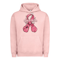 Pigment Salmon survivor breast cancer with boxing gloves Urban Hoodie - MaliasSmallBusiness