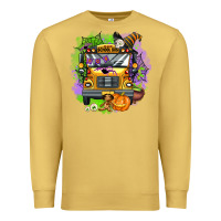 Antique Gold halloween school bus Premium Sweatshirt - AdoDesignShop
