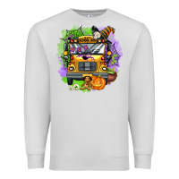Dove Grey halloween school bus Premium Sweatshirt - AdoDesignShop
