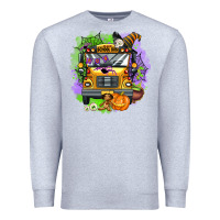Heather Grey halloween school bus Premium Sweatshirt - AdoDesignShop