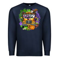 Navy halloween school bus Premium Sweatshirt - AdoDesignShop
