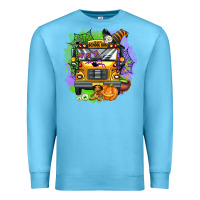 Ocean Blue halloween school bus Premium Sweatshirt - AdoDesignShop
