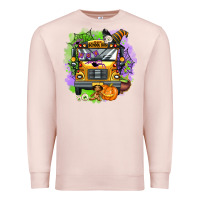 Pale Pink halloween school bus Premium Sweatshirt - AdoDesignShop