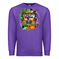 Purple halloween school bus Premium Sweatshirt - AdoDesignShop