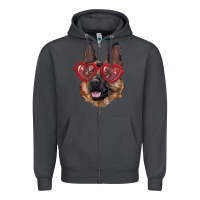 Smoke german shepherd with love glasses Zipper Hoodie - RanaPortraitStore